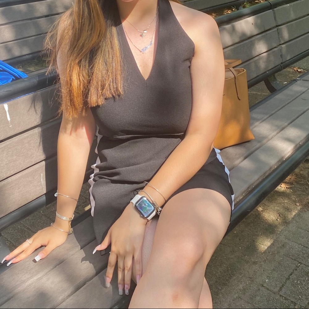 Halter Top Dress. Black with white